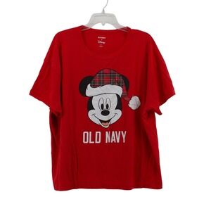 Old Navy Pajama Set Women 2X Disney Mickey Mouse Christmas Red Green EXCELLENT